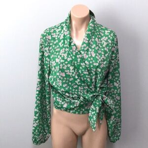 The Impeccable Pig Green Wrap Top Pink Floral